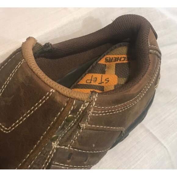 Skechers Men's Slip On Loafer Shoe Brown Relaxed Step Leather Size 7.5 - Picture 6 of 11